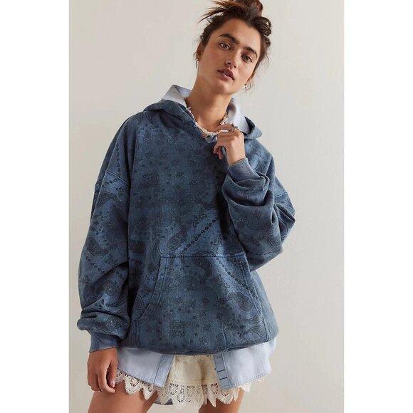 Free People We The Free It's A Vibe Print Hoodie Top Oversized Slouchy M 282966 - Picture 1 of 10